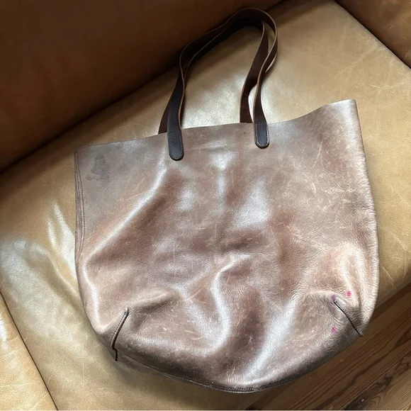 Basil Racuk amazing brown leather tote work bag laptop travel roomy unisex - Picture 5 of 14